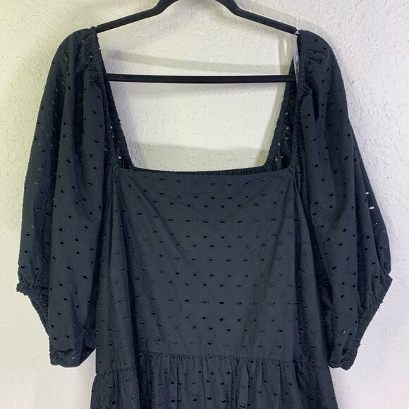 A NEW DAY Black Eyelet Open Back Puff‎ Sleeve Mini Dress Size 3X - NWT - Picture 3 of 16